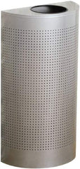 Rubbermaid - 12 Gal Silver Half-Round Decorative Waste Receptacle With Top - Steel, 32" High x 18" Wide - Apex Tool & Supply