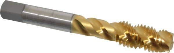 OSG - M12x1.75 Metric Coarse 3 Flute 6H Plug Spiral Flute Tap - High Speed Steel, TiN Finish, 3-3/8" OAL, Right Hand Flute, Right Hand Thread, D6, Series 143 - Apex Tool & Supply