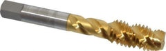 OSG - 1/2-13 UNC 3 Flute 3B Plug Spiral Flute Tap - High Speed Steel, TiN Finish, 3-3/8" OAL, Right Hand Flute, Right Hand Thread, H3, Series 107 - Apex Tool & Supply