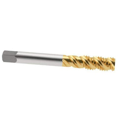OSG - 1/2-13 UNC 3 Flute 3B Bottoming Spiral Flute Tap - High Speed Steel, TiN Finish, 3-3/8" OAL, Right Hand Flute, Right Hand Thread, H3, Series 107 - Apex Tool & Supply