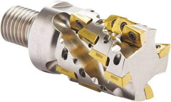 Seco - 25mm Cut Diam, 17mm Max Depth of Cut, 35mm OAL, Indexable Square Shoulder Helical End Mill - XO.X 10T3 Inserts, M12 Modular Connection, 90° Lead Angle, Through Coolant, Series Turbo 10 - Apex Tool & Supply