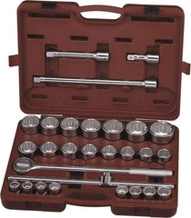 Paramount - 28 Piece 3/4" Drive Chrome Finish Socket Set - 12 Points, 3/4" to 1-11/16" Range, Inch Measurement Standard - Apex Tool & Supply