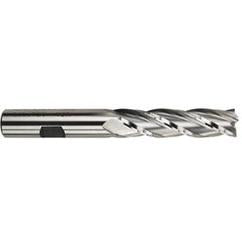 7/32 Dia. x 3-1/16 Overall Length 4-Flute Square End High Speed Steel SE End Mill-Round Shank-Center Cutting -TiN - Apex Tool & Supply