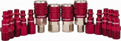Legacy - 14 Piece 1/4" Body 1/4 NPT 300 psi Steel/Aluminum Industrial Pneumatic Coupling Plug Set - Apex Tool & Supply
