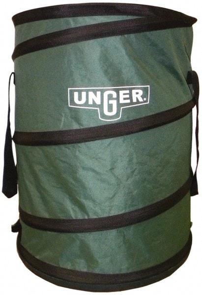 Unger - 40 Gal Green Round Trash Can - Canvas with Plastic Bottom, 27" High - Apex Tool & Supply
