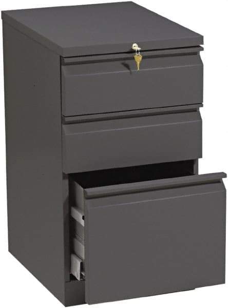 Hon - 15" Wide x 28" High x 19-7/8" Deep, 3 Drawer Pedestal - Steel, Charcoal - Apex Tool & Supply