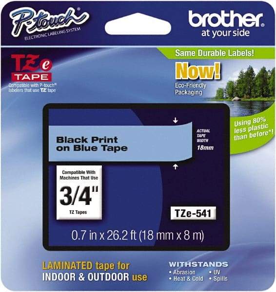 Brother - 3/4" Wide, Blue Tape Cassette - For Label Maker - Apex Tool & Supply