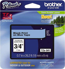 Brother - 3/4" Wide, Blue Tape Cassette - For Label Maker - Apex Tool & Supply