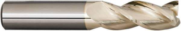 Accupro - 1", 3" LOC, 1" Shank Diam, 6" OAL, 3 Flute, Solid Carbide Square End Mill - Single End, ZrN Finish, Spiral Flute, 37° Helix, Centercutting, Right Hand Cut, Right Hand Flute - Apex Tool & Supply