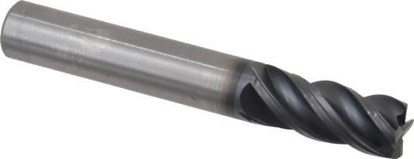 Kennametal - 4 Flute Solid Carbide Roughing & Finishing Corner Chamfer End Mill - AlTiN Finish, Straight Shank, 38° Helix, Centercutting - Apex Tool & Supply