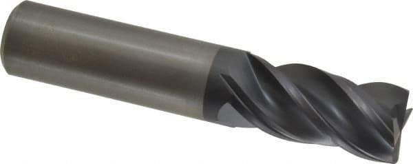 Kennametal - 4 Flute Solid Carbide Roughing & Finishing Corner Chamfer End Mill - AlTiN Finish, Straight Shank, 38° Helix, Centercutting - Apex Tool & Supply