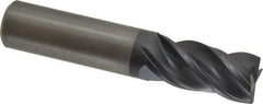Kennametal - 4 Flute Solid Carbide Roughing & Finishing Corner Chamfer End Mill - AlTiN Finish, Straight Shank, 38° Helix, Centercutting - Apex Tool & Supply