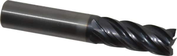 Kennametal - 1/2", 1-1/4" LOC, 1/2" Shank Diam, 3" OAL, 5 Flute, Solid Carbide Square End Mill - Single End, AlTiN Finish, Spiral Flute, 30° Helix, Right Hand Cut, Right Hand Flute, Series UCDE - Apex Tool & Supply