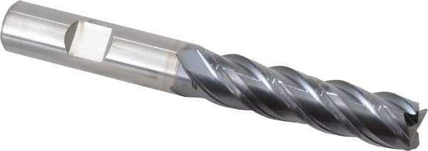 Kennametal - 1/2", 2" LOC, 1/2" Shank Diam, 4" OAL, 4 Flute, Solid Carbide Square End Mill - Single End, AlTiN Finish, Spiral Flute, 38° Helix, Centercutting, Right Hand Cut, Right Hand Flute, Series HPHV - Apex Tool & Supply