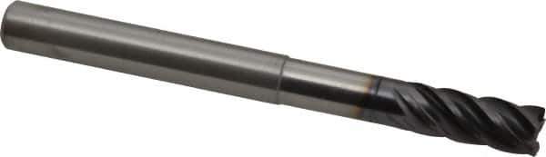 Kennametal - 3/8", 5 Flute, Solid Carbide, 0.015" Corner Radius End Mill - 4" OAL, 7/8" LOC, 1-7/8" Extended Reach - Apex Tool & Supply