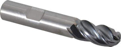 Kennametal - 1/2" Diam, 1" LOC, 4 Flute Solid Carbide Ball End Mill - AlTiN Finish, Single End, 3" OAL, 1/2" Shank Diam, Spiral Flute - Apex Tool & Supply