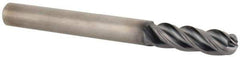 Kennametal - 1/4" Diam, 3/4" LOC, 4 Flute Solid Carbide Ball End Mill - AlTiN Finish, Single End, 2-1/2" OAL, 1/4" Shank Diam, Spiral Flute - Apex Tool & Supply
