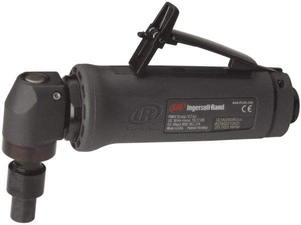 Ingersoll-Rand - 1/4" Collet, Angle Handle, Angle Air Die Grinder - 20,000 RPM, Dual Capable Exhaust, 25 CFM, 0.4 hp - Apex Tool & Supply