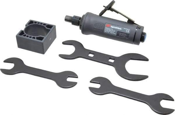 Ingersoll-Rand - 1/4" Collet, Straight Handle, Angle Air Die Grinder - 25,000 RPM, Dual Capable Exhaust, 20 CFM, 0.4 hp, 1/4 NPT - Apex Tool & Supply