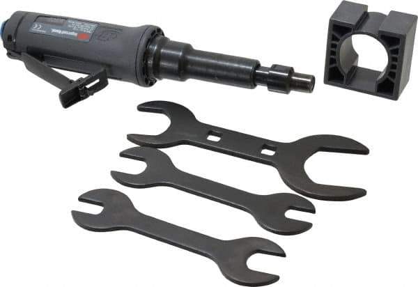 Ingersoll-Rand - 1/4" Collet, Straight Handle, Angle Air Die Grinder - 25,000 RPM, Dual Capable Exhaust, 25 CFM, 0.4 hp, 1/4 NPT - Apex Tool & Supply