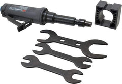 Ingersoll-Rand - 1/4" Collet, Straight Handle, Angle Air Die Grinder - 25,000 RPM, Dual Capable Exhaust, 25 CFM, 0.4 hp, 1/4 NPT - Apex Tool & Supply