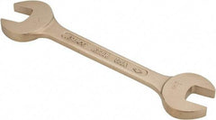 Ampco - 1-1/8" x 1-5/16" Nonsparking Open End Wrench - 12-1/4" OAL, Double End, Plain Finish, 15° Head Angle - Apex Tool & Supply