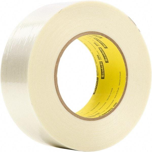 3M - 48mm x 55m Clear Rubber Adhesive Filament Tape - Polypropylene Film Backing, 6.6 mil Thick - Apex Tool & Supply