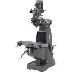 Jet - 9" Table Width x 42" Table Length, Step Pulley Control, 3 Phase Knee Milling Machine - 2 hp - Apex Tool & Supply