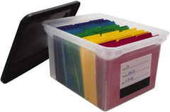 Innovative Storage Designs - 1 Compartment, 17-3/4 Inch Wide x 14 Inch Deep x 10-1/4 Inch High, Portable File Box - Plastic, Black and Clear - Apex Tool & Supply