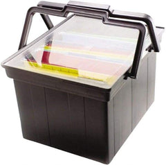 ADVANTUS - 1 Compartment, 17 Inch Wide x 14 Inch Deep x 10-7/8 Inch High, Portable File Box - Plastic, Black - Apex Tool & Supply
