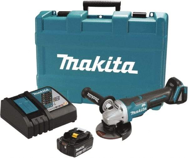 Makita - 4-1/2" Wheel Diam, 8,500 RPM, Cordless Cutoff & Cutoff-Grinder Tool - Straight Handle, Battery Included - Apex Tool & Supply