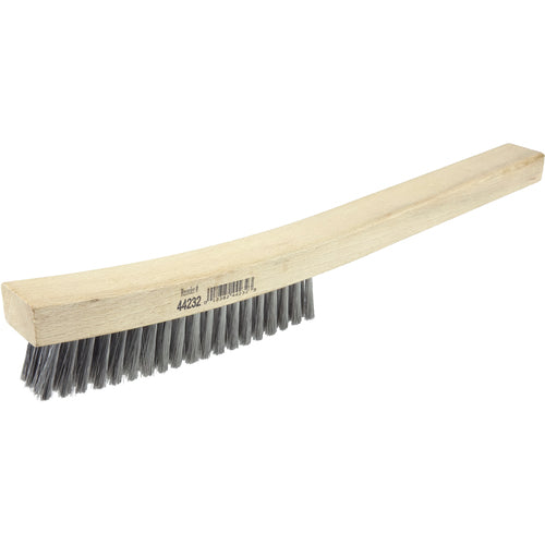 Plater's Brush, Stainless Steel Fill, 4 × 19 Rows, Curved Handle - Apex Tool & Supply