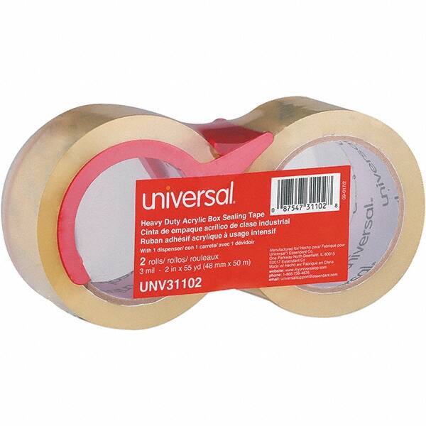 Universal One - 48mm Wide x 3mm Thick x 50m Long, 31102 Box Sealing & Label Protection Tape - Clear - Apex Tool & Supply