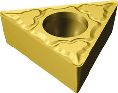 Sandvik Coromant - TPMT222 MM Grade 2035 Carbide Turning Insert - TiAlN/TiN Finish, 60° Triangle, 1/4" Inscr Circle, 1/8" Thick, 1/32" Corner Radius - Apex Tool & Supply