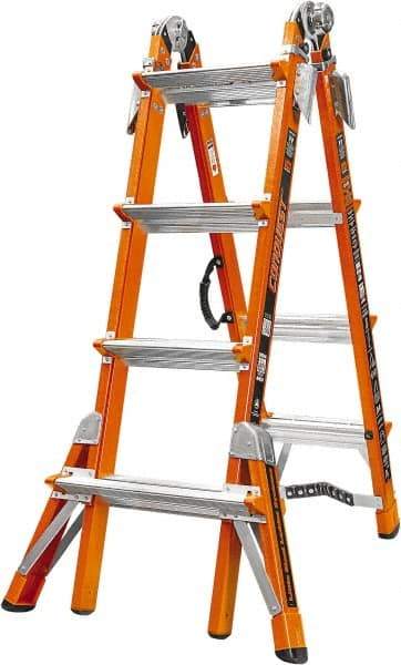 Little Giant Ladder - 14 Steps, 15' High, Type IA Rating, Fiberglass Multi-Use Ladder - 300 Lb Load Capacity, 29" Base Width - Apex Tool & Supply