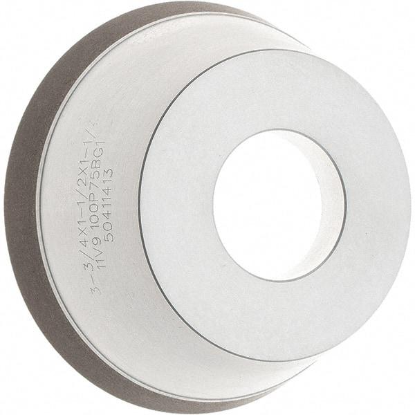 Tru-Maxx - 95mm Diam, 1-1/4" Hole Size, 1" Overall Thickness, 100 Grit, Type 11V9, Tool & Cutter Grinding Wheel - Fine Grade, CBN - Apex Tool & Supply