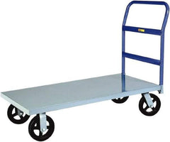 Little Giant - 2,400 Lb Capacity Steel Platform Truck - Steel Deck, 24" OAW, 60" Platform Length x 11" Platform Height, Mold-On Rubber Casters - Apex Tool & Supply