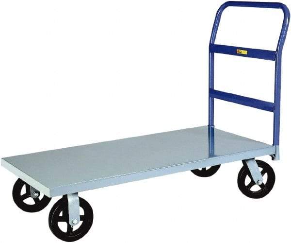 Little Giant - 2,400 Lb Capacity Steel Platform Truck - Steel Deck, 30" OAW, 48" Platform Length x 11" Platform Height, Mold-On Rubber Casters - Apex Tool & Supply