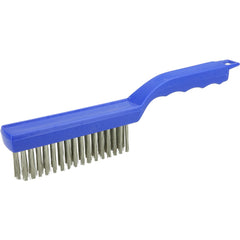 Hand Wire Scratch Brush, .012 Stainless Steel Fill, 4 × 16 Rows, Plastic Block - Apex Tool & Supply
