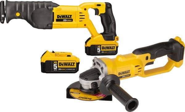DeWALT - 20 Volt Cordless Tool Combination Kit - Includes Reciprocating Saw & 4-1/2" Cut-Off Grinder, Lithium-Ion Battery Included - Apex Tool & Supply