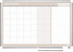 MasterVision - 24" High x 36" Wide Painted Metal Magnetic Dry Erase Calendar - Steel, 42.32" Deep, Includes Mounting Kit - Apex Tool & Supply
