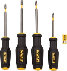 DeWALT - 4 Piece Phillips & Slotted Screwdriver Set - Ergonomic Handle, Blade Sizes: Length 3 to 4, Width 3/16 & 1/4, Bit Sizes: Philips #1 to #2 - Apex Tool & Supply