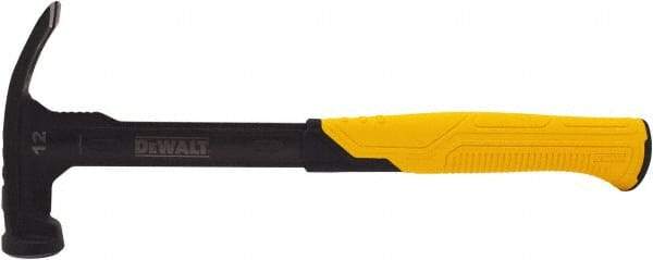 DeWALT - 12 oz Head, Straight Nail Hammer - 12" OAL, Steel Head, 2" Face Diam, Smooth Face, Steel Handle with Grip - Apex Tool & Supply
