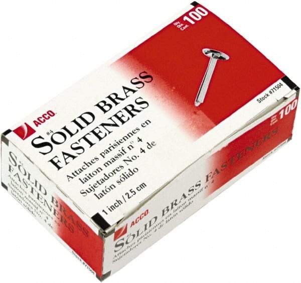 ACCO - 100 Piece Paper File Fasteners - 1" Long - Apex Tool & Supply
