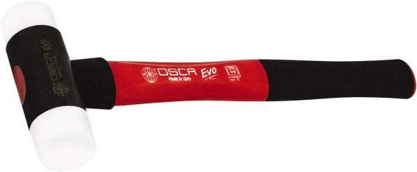 Osca - 17 oz Head 1-1/2" Face Diam Iron Soft Face Dead Blow Hammer with Tips - 12-39/64" OAL, Aluminum Alloy Handle with Rubber Grips - Apex Tool & Supply
