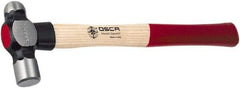 Osca - 2 Lb Head Drop Forged Carbon Steel, Heat Treated & Tempered Ball Pein Hammer - 16" Wood Handle, 1.38" Face Diam, 16" OAL - Apex Tool & Supply