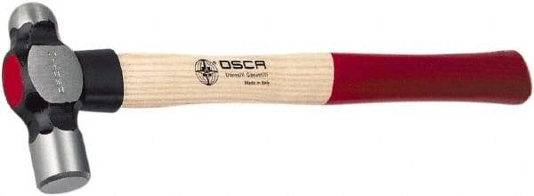Osca - 1 Lb Head Drop Forged Carbon Steel, Heat Treated & Tempered Ball Pein Hammer - 14" Wood Handle, 1" Face Diam, 14" OAL - Apex Tool & Supply