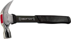 Osca - 20 oz Head, Curved Claw Hammer - Carbon Steel Head, 1.2" Face Diam, Smooth Face, Aluminum Alloy Handle with Grip - Apex Tool & Supply