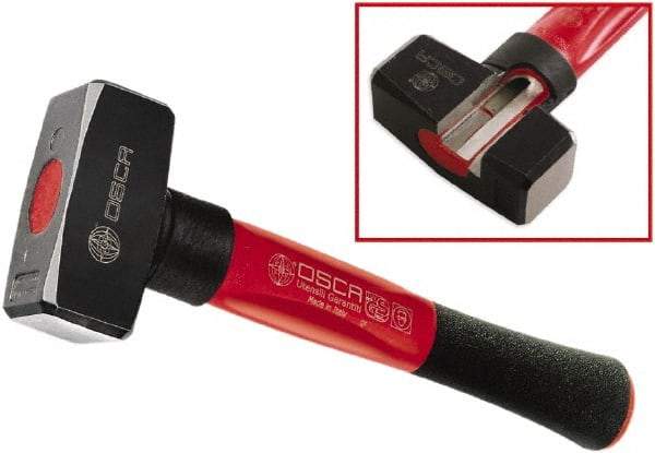 Osca - 2-13/64 Lb Head, 10" Long Sledge Hammer - Carbon Steel Head, 1-1/2" Face Diam, 3.7" Long Head, Aluminum Handle with Rubber Grip - Apex Tool & Supply