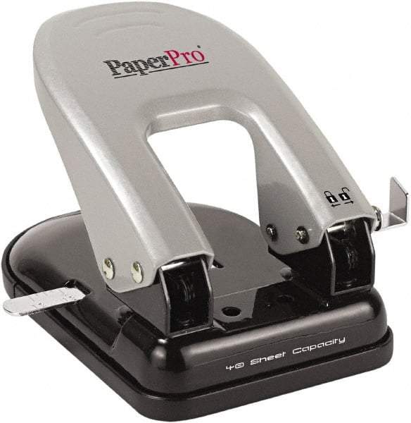 PaperPro - Paper Punches Type: 40 Sheet Manual Two Hole Punch Color: Black/Silver - Apex Tool & Supply